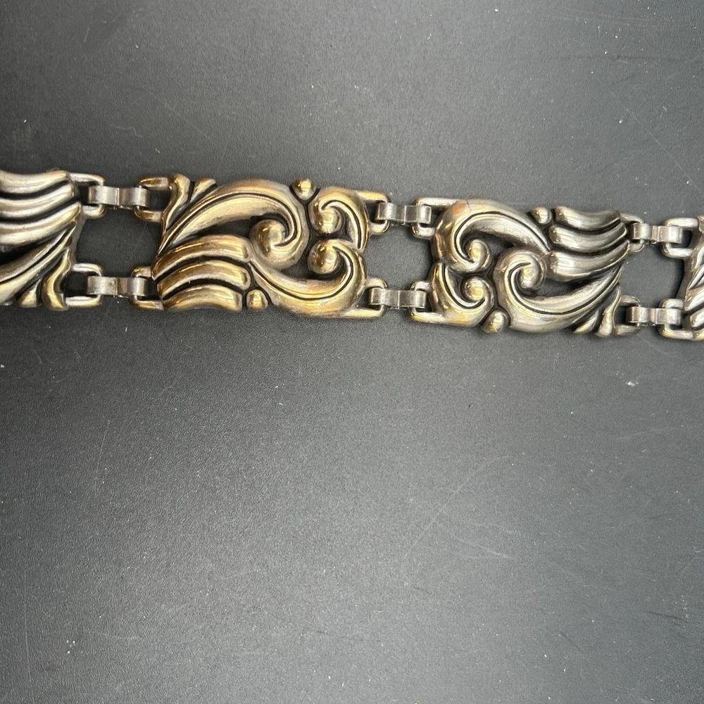 Vintage Brighton Silver Black Leather Belt #34803 Size M 1996
